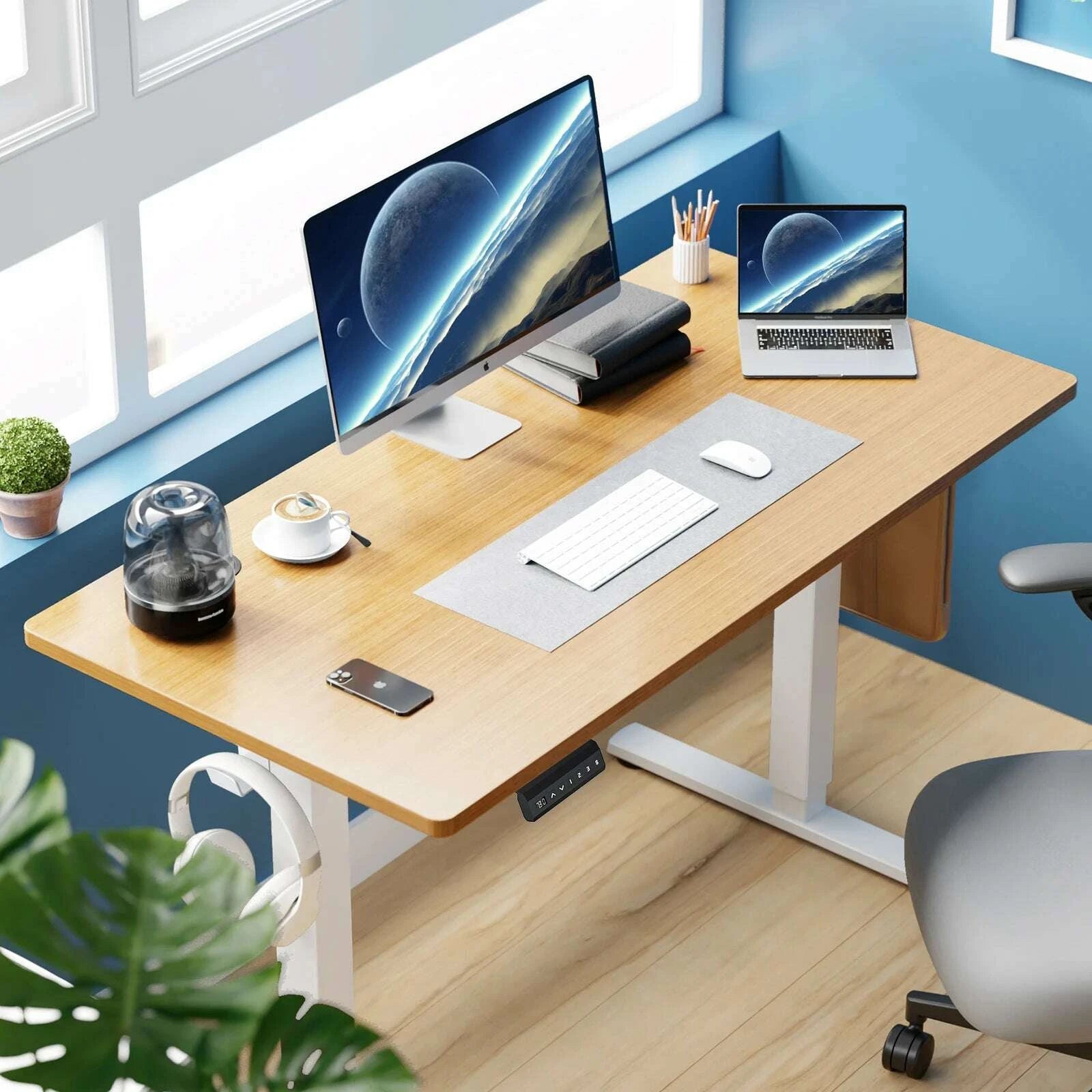 KIMLUD, JHK Electric Standing Desk Height Adjustable 40x24 Inch Stand Up Sit Stand Computer Desk Workstation Ergonomic Work Table, KIMLUD Womens Clothes