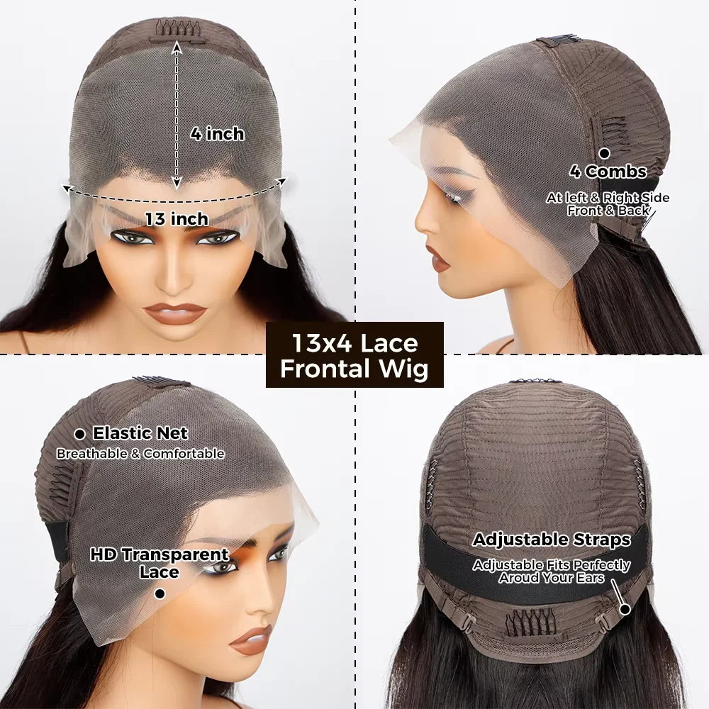 Lace Front Wig – Kinky Straight – Swiss Lace – Reddish Brown | KIMLUD
