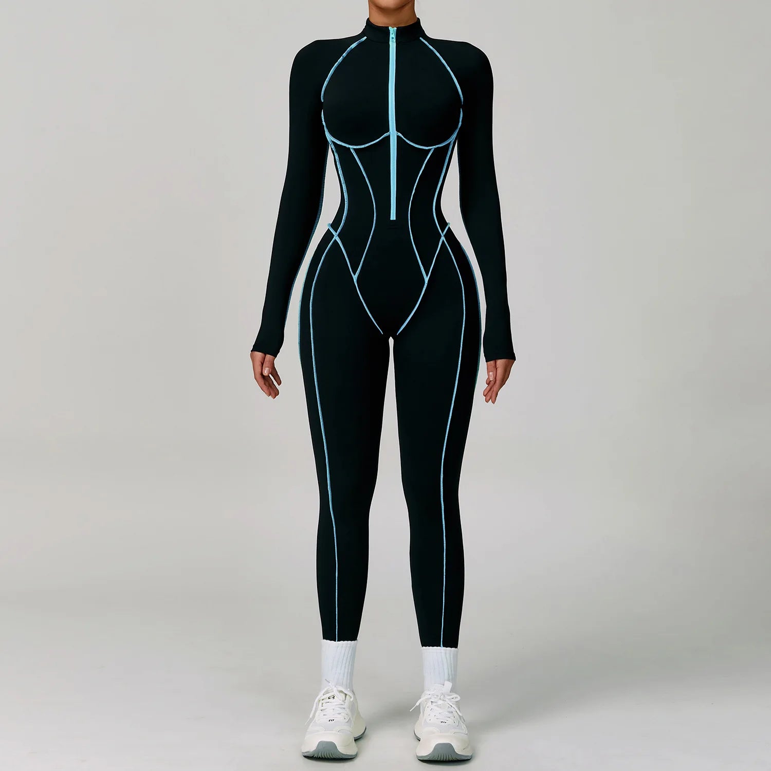 Yoga Bodysuits Women  Breathable Workout Sets Gym Clothes Push Up Fitness Running Sportwear Sexy Zipper Leggings Suit