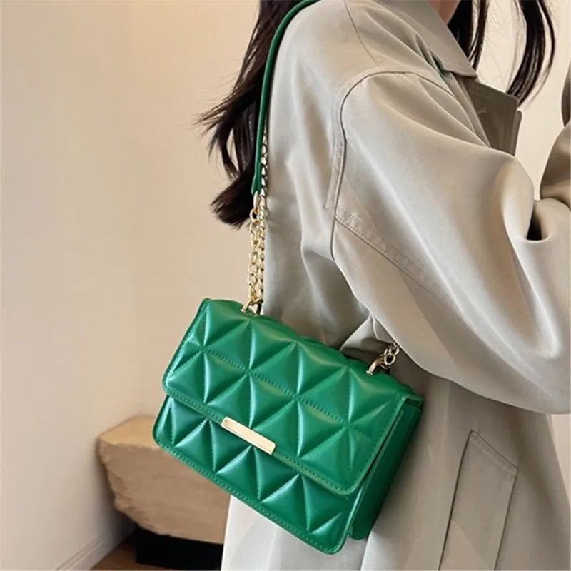 Trendy Quilted Chain Crossbody Shoulder Bag, Stylish Multi Color Small Square Purse, Chic & Perfect for Women's Everyday Use