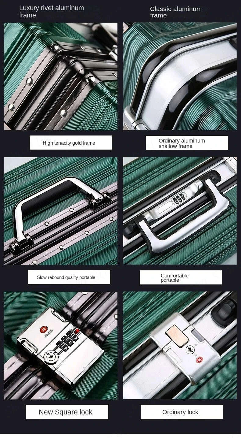 KIMLUD, Aluminum Frame Suitcase 20 inch Boarding Cabin Rolling Luggage Trolley Case Password Suitcases on Wheels Men and Women Students, KIMLUD Womens Clothes