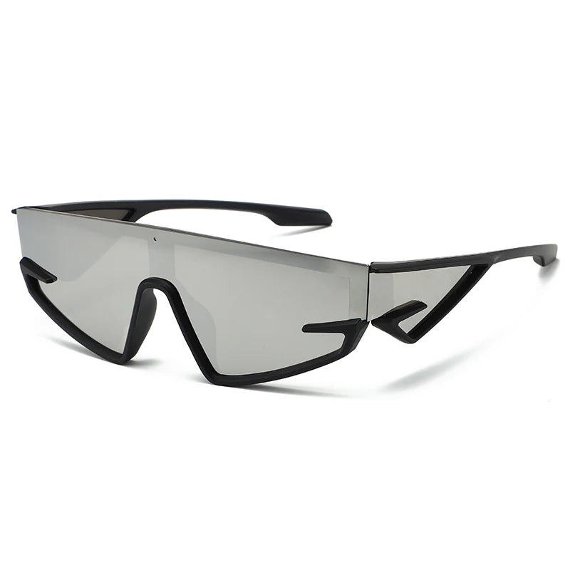 Plastic Shield Sunglasses Tech-Savvy — Black | KIMLUD