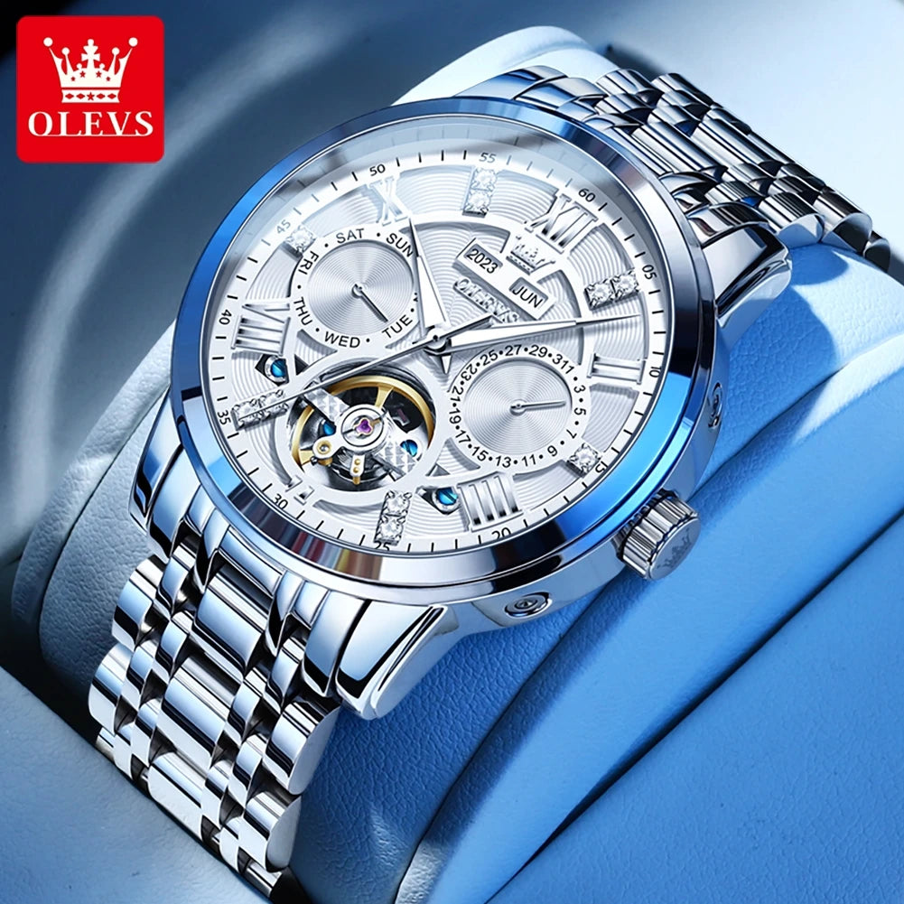 Stainless Steel Automatic Wristwatch — Black | KIMLUD