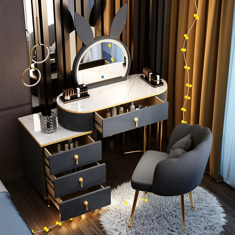 European Modern Vanity Table Storage Brass Hardware — Deep Blue-Dust | KIMLUD