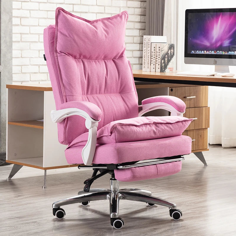 Linen Upholstered Executive Chair With 360 Degree Swivel And Lockable Wheels — Black | KIMLUD