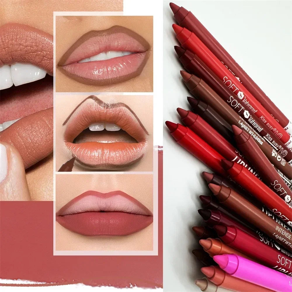 20 Color Matte Lipliner Pencil Waterproof Natural Red Brown Pro Lip Liner Makeup Lips Contour High pigment Lipstick Cosemetic