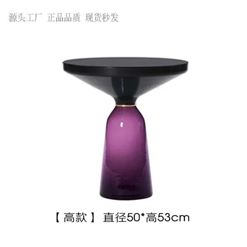 Nordic Creative Glass Round Coffee Table Combination Living Room Reception Side Table Transparent Light Luxury Coffee Tables