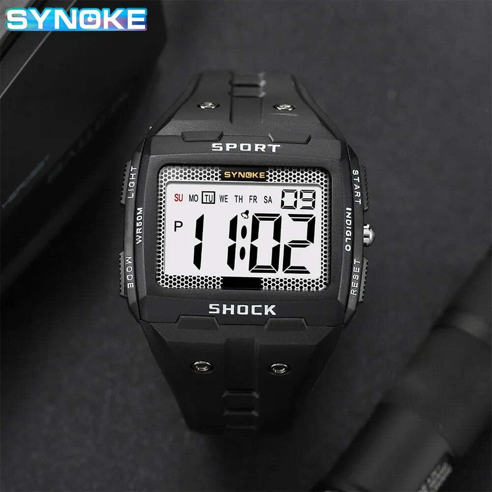 KIMLUD, SYNOKE Big Numbers Full Size Digital Watch Easy to Read 5ATM Water Resistant Electronic Wristwatch Countdown Clock Reloj Hombre, KIMLUD Womens Clothes