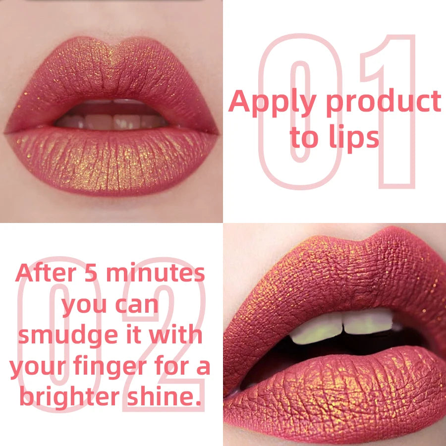 1PC Glitter Metallic 14 Colors Lip Glaze Shiny Long Lasting Lip Gloss Liquid Lipstick Korean Makeup Lip Oil Lip Tint Gifts