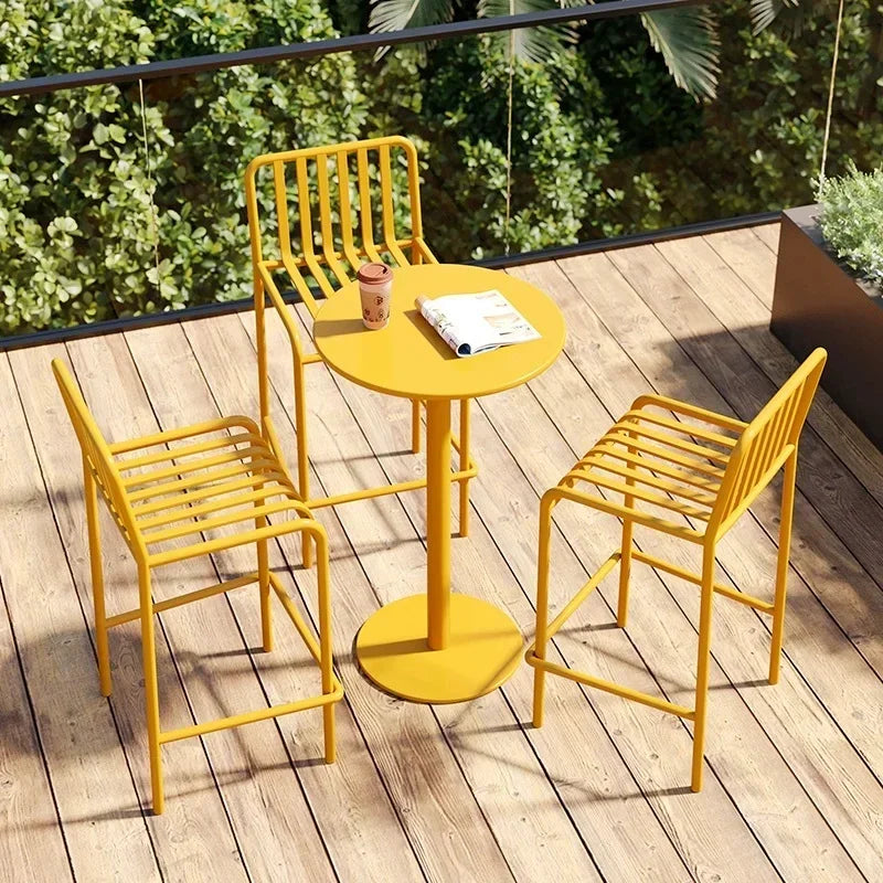 Iron Modern Bar Stools Outdoor Lounge Cushioned Seat and Backrest Bracket-Frame — Emerald | KIMLUD
