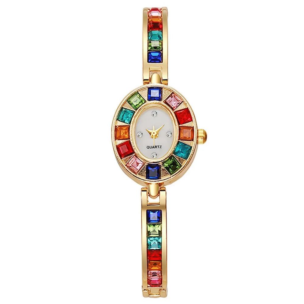 Rhinestone Watch Square Dial Bracelet Band — Crystal | KIMLUD