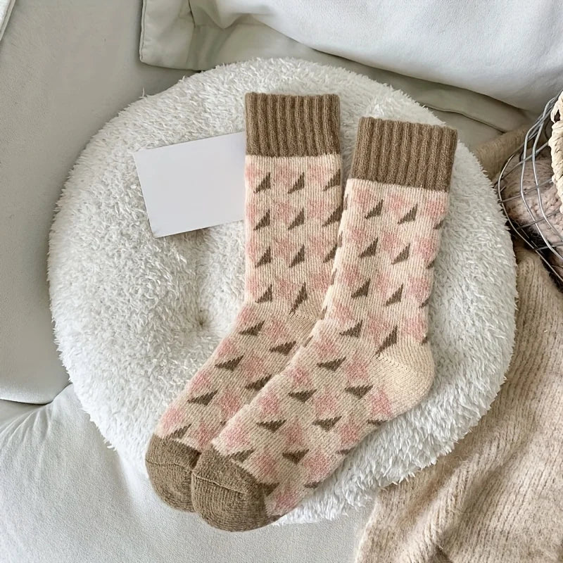 Fleece-Lined Thick Socks Mid-Calf — Assorted Colors | KIMLUD
