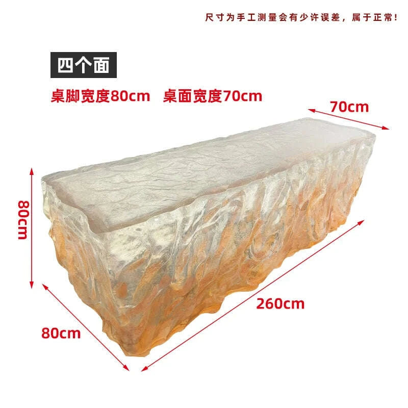 KIMLUD, Modern light luxury home villa bar luminous island table custom transparent resin crystal bar glacier art tea table, KIMLUD Womens Clothes