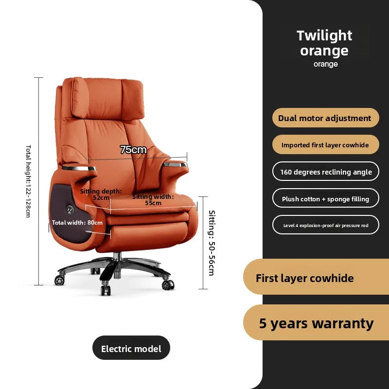 Genuine Leather Executive Office Chair Massage — Cream | KIMLUD