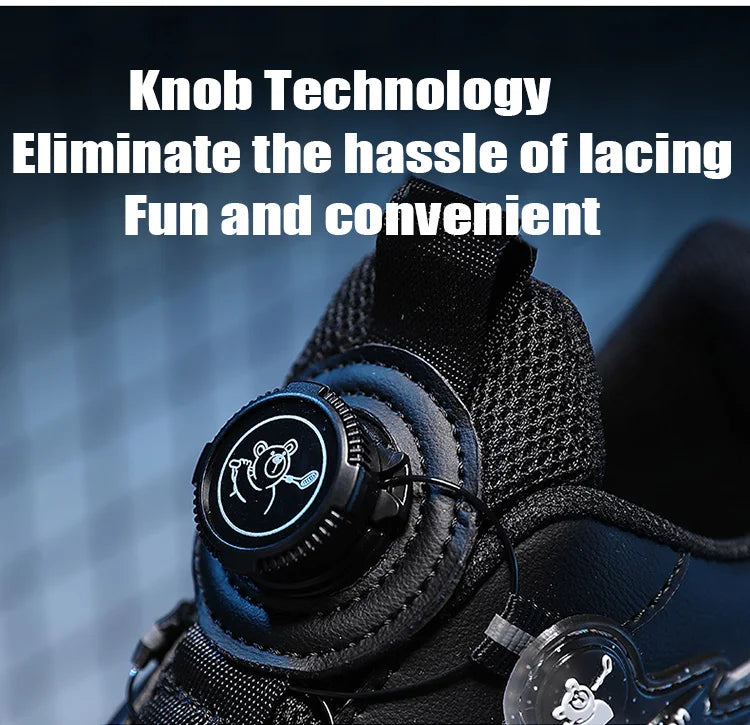 Leather Running Shoes Anti-Slip Waterproof — Black | KIMLUD