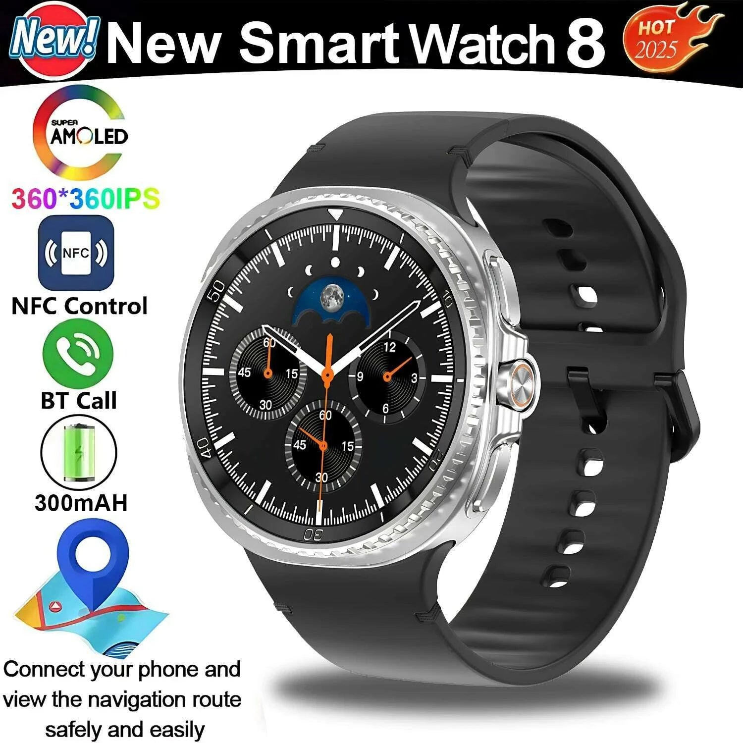 new-smart-watch-8-classic-rotating-dial-amoled-hd-screen-mens-gps-nfc-sport-modes-fitness-heart-rate-bluetooth-call-smart-watchkimlud-womens-fashion-34608474
