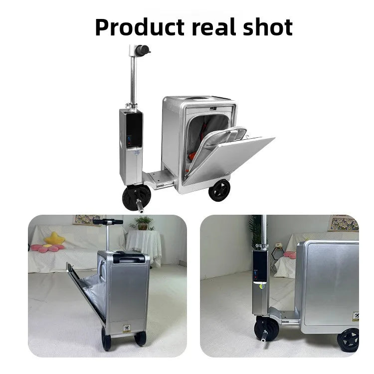ABS+PC Ride-On Luggage 20-Inch Front Opening — Silver | KIMLUD