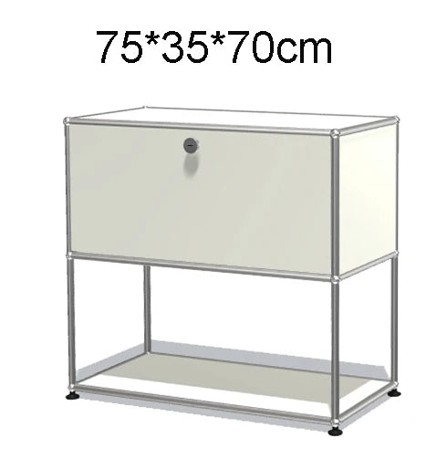 Stainless Steel Nightstand Modular Storage — Red | KIMLUD