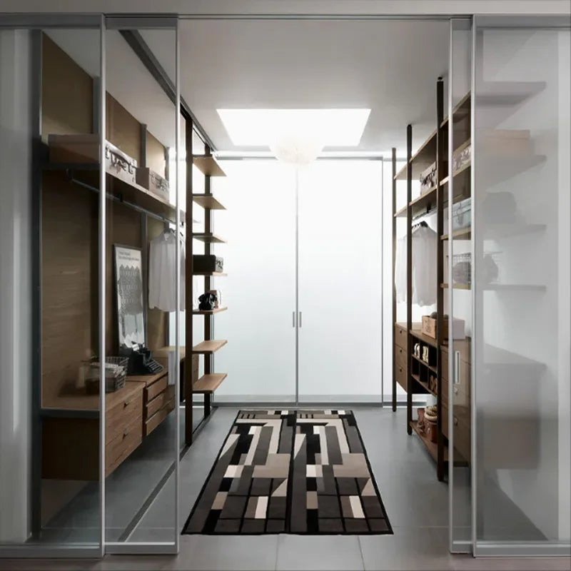 Aluminium Wall Mounted Modular Wardrobe With Shoe Cabinet — Dark Walnut Brown | KIMLUD