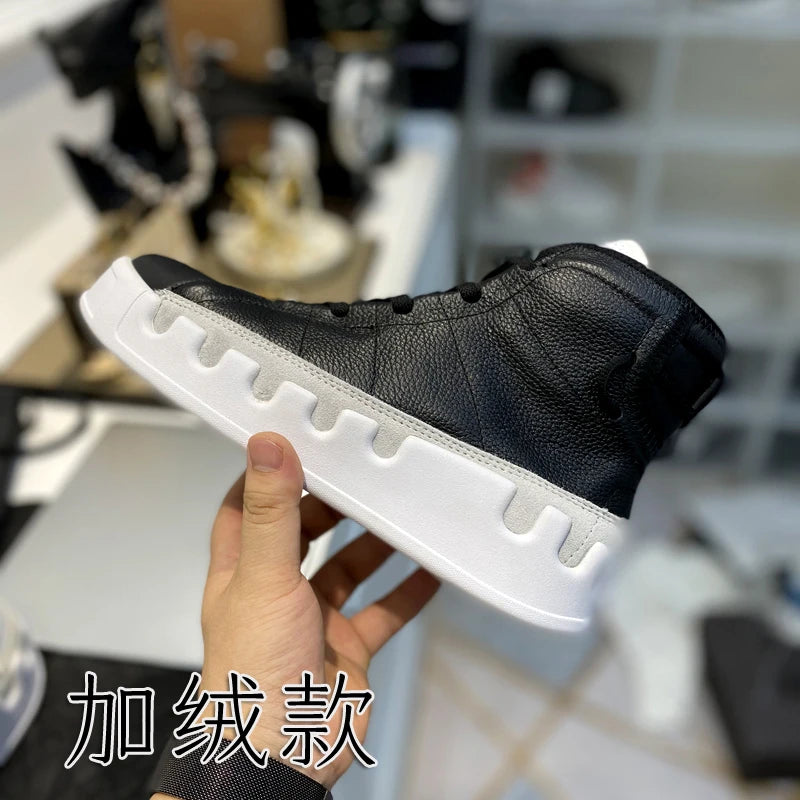 Ankle Boots – High-Top Sneaker Boots – Cowhide Leather | KIMLUD