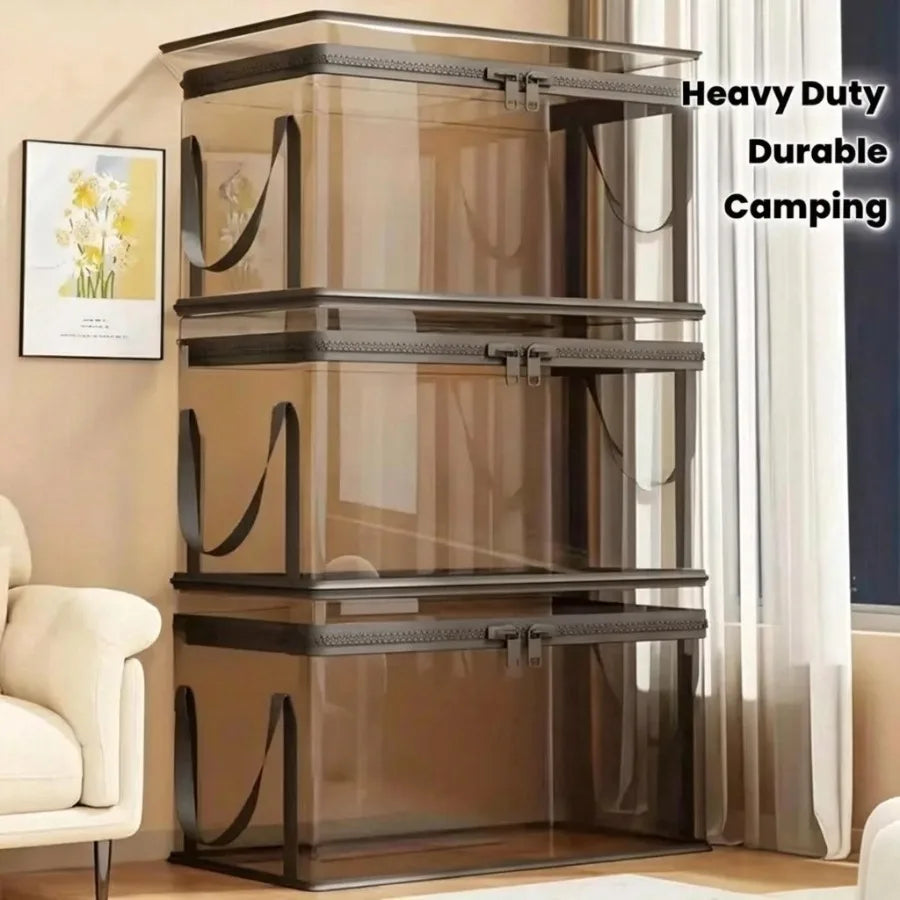 Clear Plastic Storage Box Hinged Lid — Clear | KIMLUD