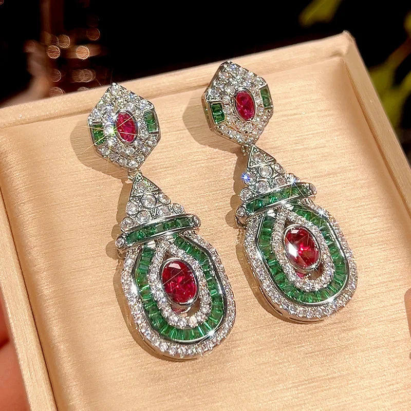 Drop Earrings Platinum Palace Style — True Red | KIMLUD