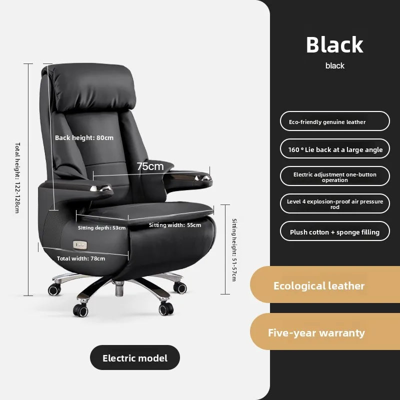 Genuine Leather Executive Office Chair Massage — Cream | KIMLUD