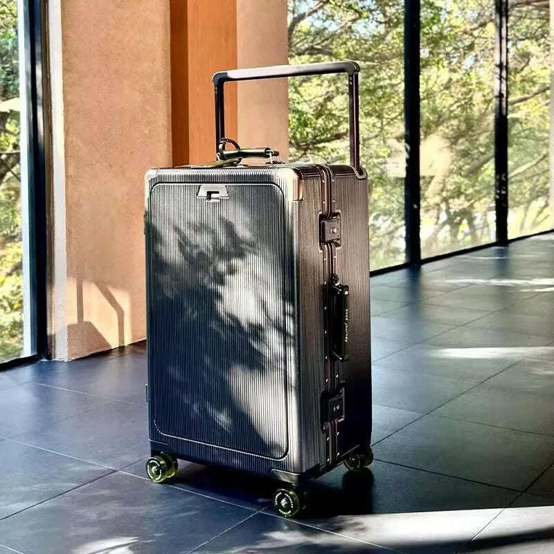 front-opening-pocket-rolling-luggage-aluminum-frame-wide-handle-trolley-suitcase-with-upgrade-silent-wheel-usb-charging-plug-tsakimlud-womens-fashion-34614325