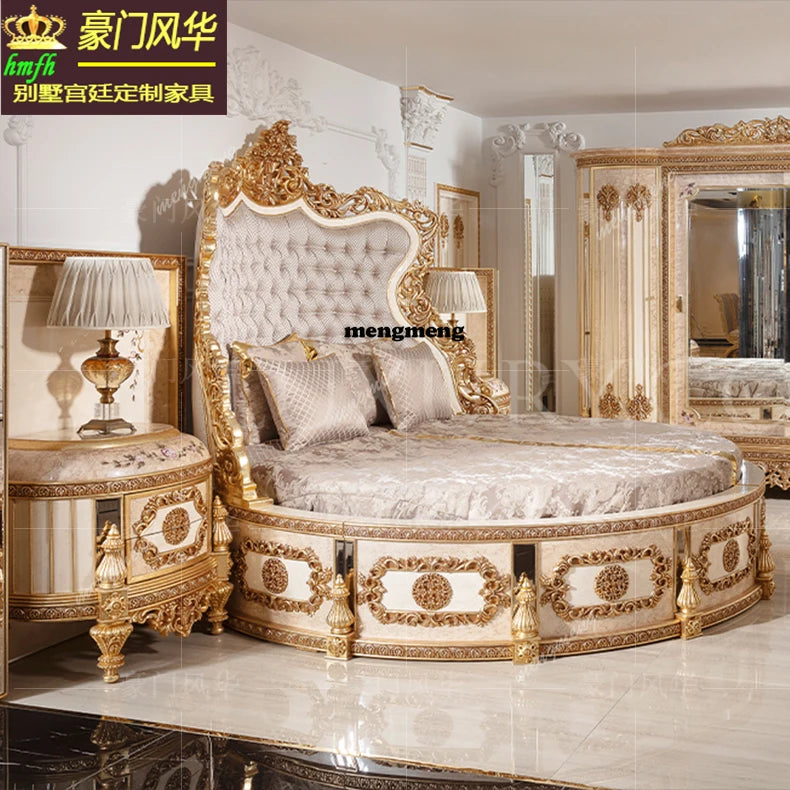 European Luxury Bed Solid Wood Princess Unique Romantic Adult Quality Designer Bed Modern Sleeping Wedding Beliche Furniture