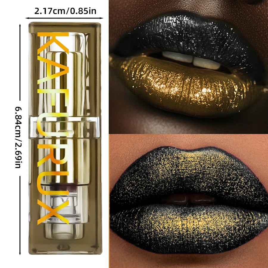 KIMLUD, 1pc Two-tone Color Glitter Lipstick Non-stick Cup Matte Black&yellow Lip or Eye Makeup Diamond Lipstick or for Eye Shadow Gifts, KIMLUD Womens Clothes