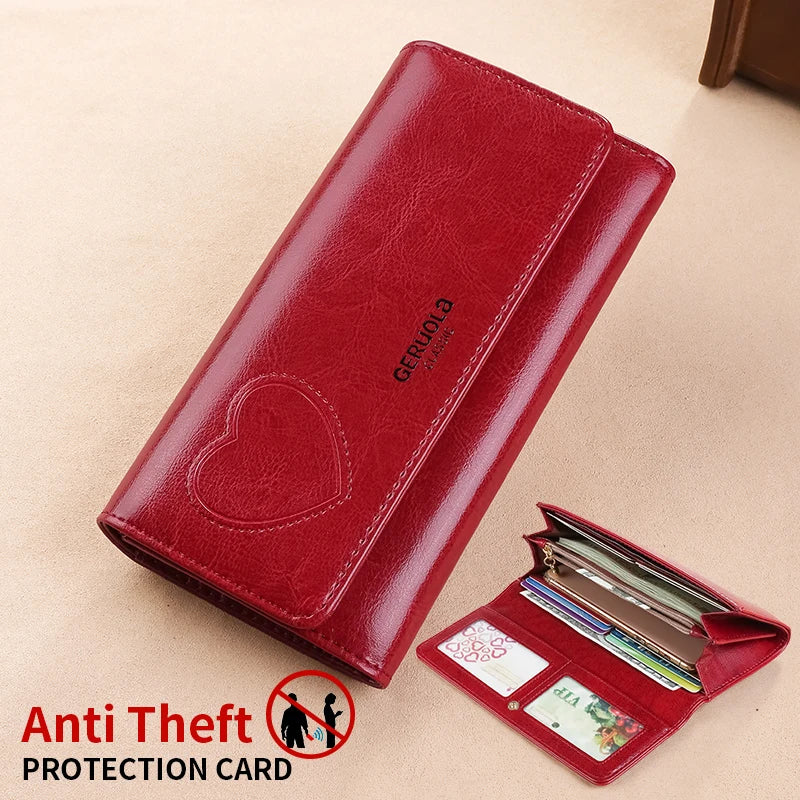 Wallet – RFID Anti-Theft – Leather Split Cow – Large Capacity | KIMLUD