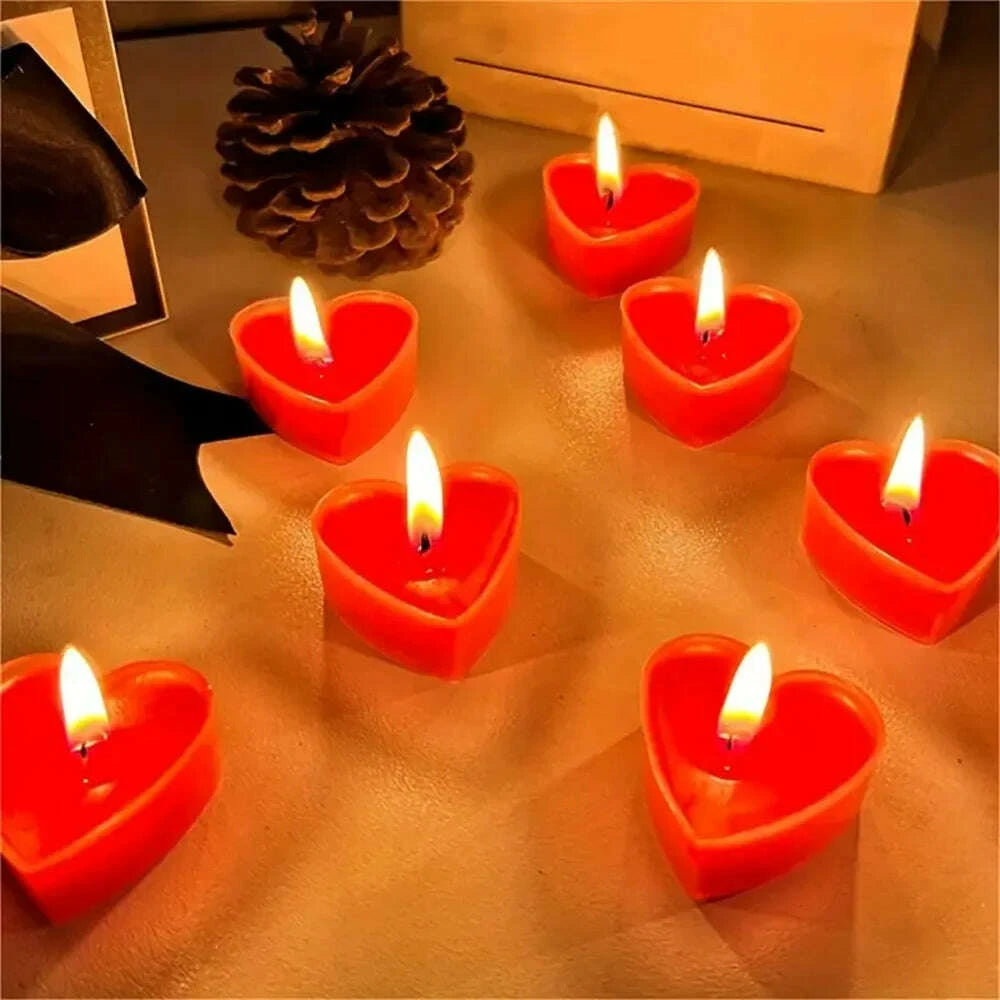KIMLUD, 9pcs Heart-Shaped Scented Tea Candles Set Wedding Supplies Romantic Decor Creative Love Candle Marriage Proposals Birthday Gift, KIMLUD Womens Clothes