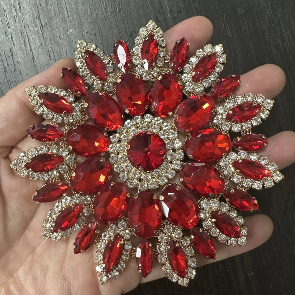 Crystal Rhinestone Appliques Round Cut Wedding Dress Embellishments — Clear | KIMLUD