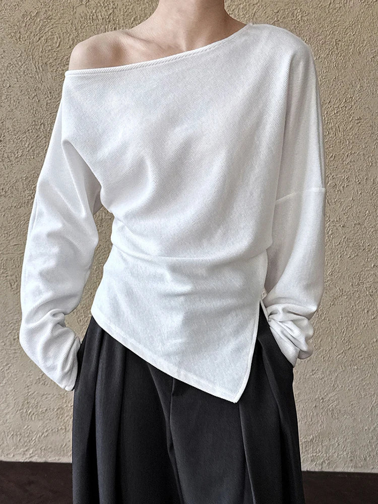 Sweatshirt – Irregular Pleated – Jersey – Black | KIMLUD