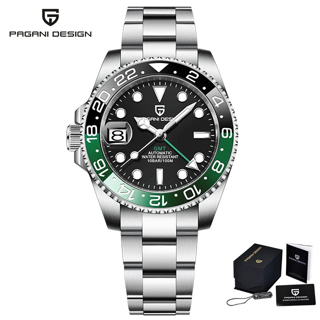 PAGANI DESIGN V4 GMT Watches Men's Luxury Automatic Mechanical Wristwatch Sapphire Glass 40MM Stainless Steel Waterproof Watch