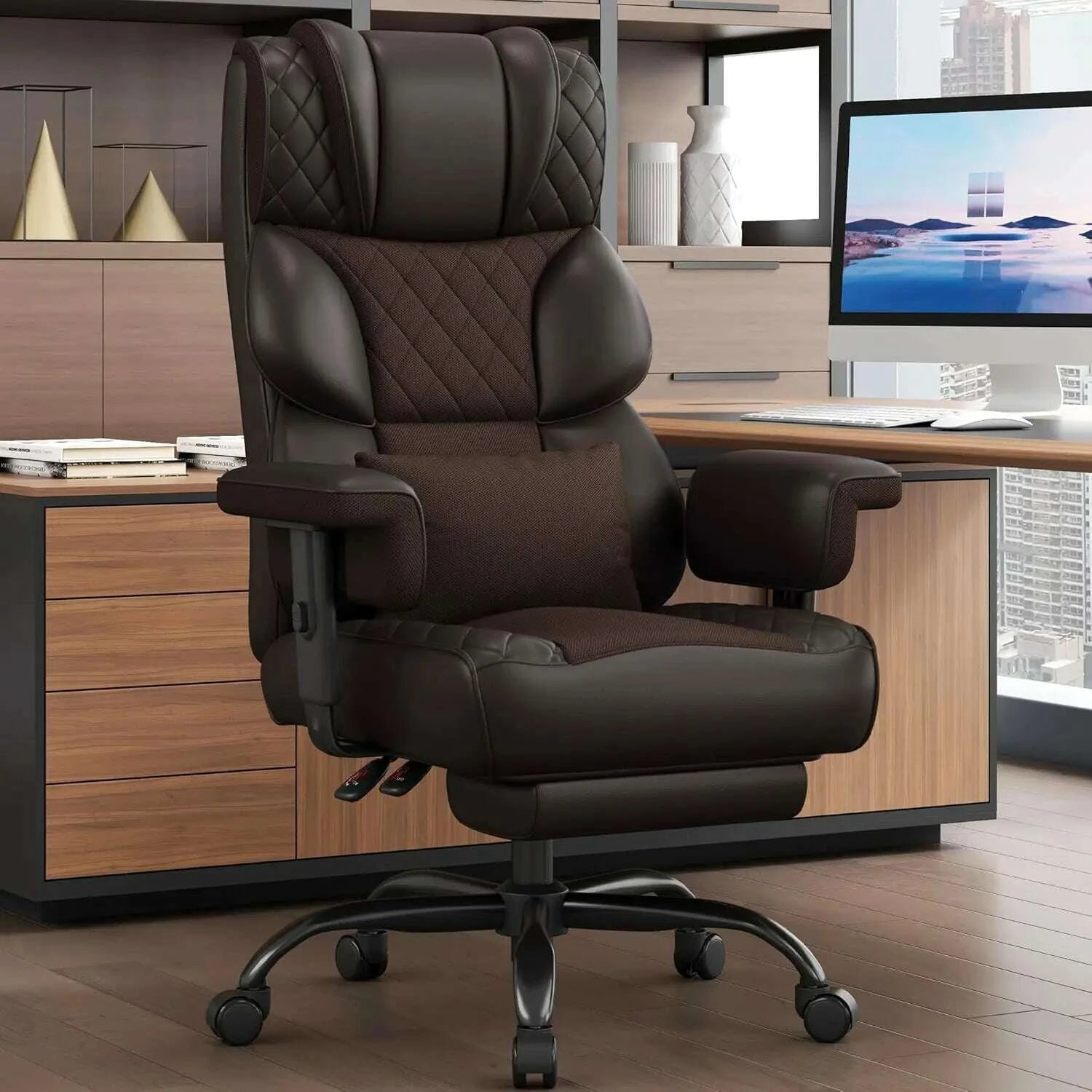 KIMLUD, Big and Tall Office Chair, Computer Chair with Soft Adjustable Armrests, Ergonomic High Back Gaming Chair with Lumbar Support, KIMLUD Womens Clothes