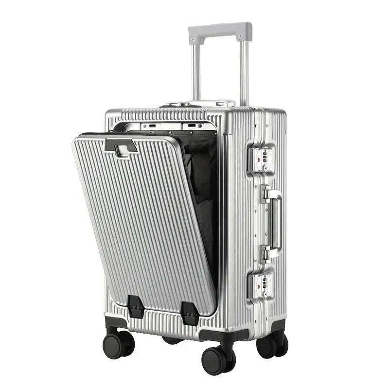 front-opening-large-capacity-rolling-luggage-case-aluminum-frame-trolley-case-usb-charging-boarding-suitcase-with-cup-holderskimlud-womens-fashion-34614726