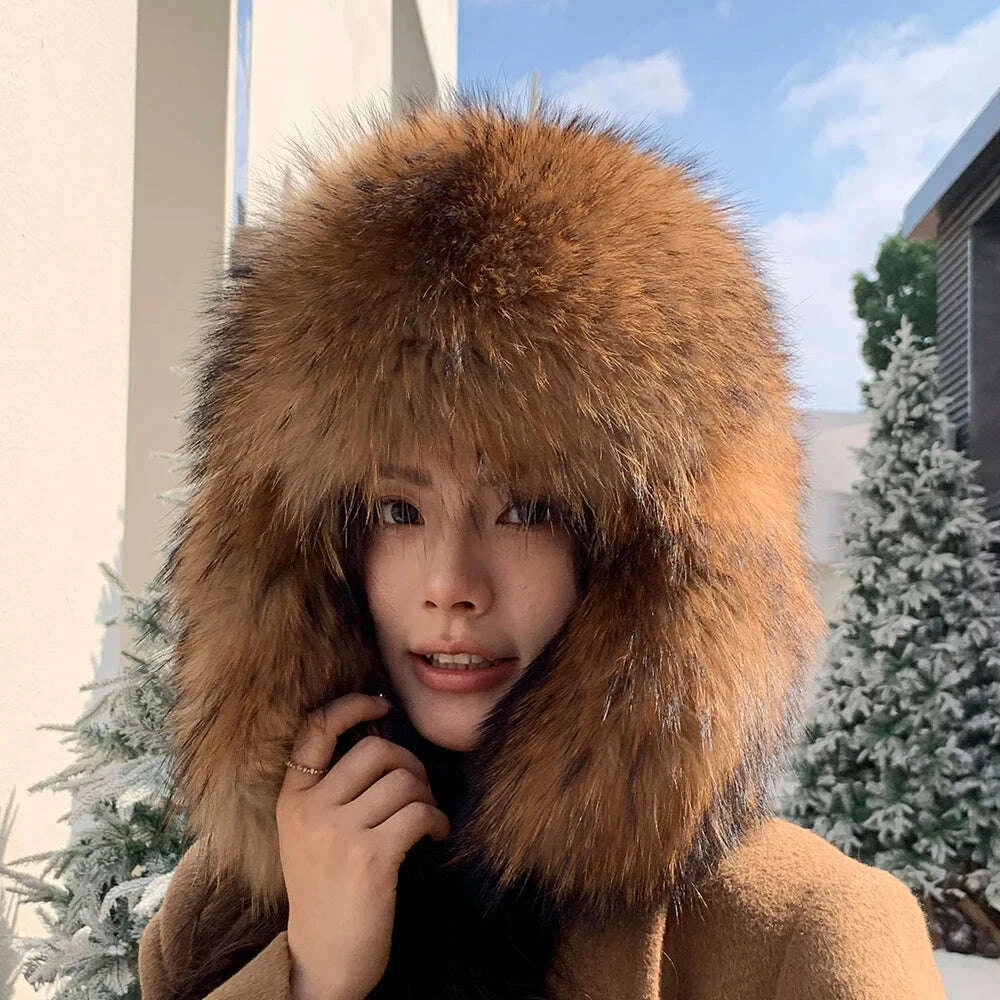 natural-raccoon-fur-caps-russian-hat-unisex-trapper-fur-cap-aviator-trooper-winter-thickened-and-warm-flaps-ski-hat-bomber-hatskimlud-womens-fashion-34622485