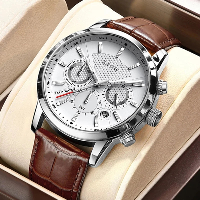 LIGE Luxury Mens Watches Waterproof Luminous Quartz Watch For Men Business Fashion Casual Man Date Chronograph Relogio Masculino