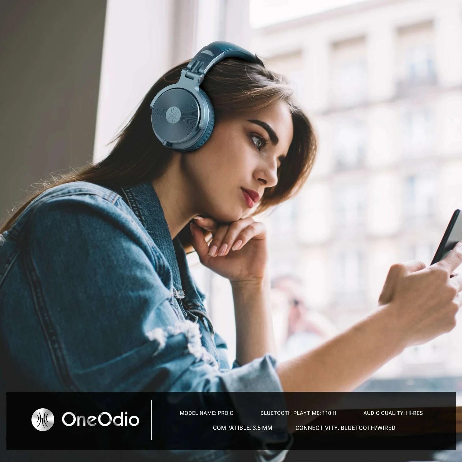 KIMLUD, Oneodio Wireless Bluetooth 5.2 Headset Over Ear Headphones With Microphone 110Hr Hi-Res Stereo Earphone For Phone PC Sports, KIMLUD Womens Clothes