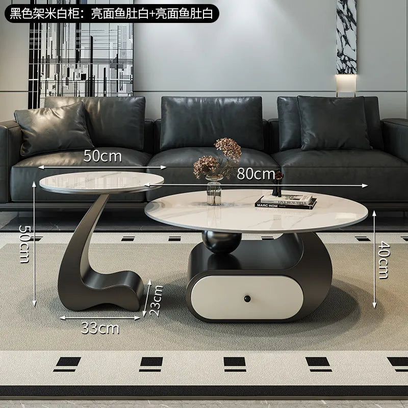 Italian Minimalist Coffee Table With Storage — Cream | KIMLUD