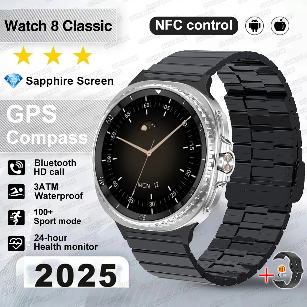 Fashion Watch 8 Ultra Classic GPS Smart Watch Compass Rotating Dial NFC HD Call Chat GPT 3ATM Waterproof 100+Sports Smart Watch