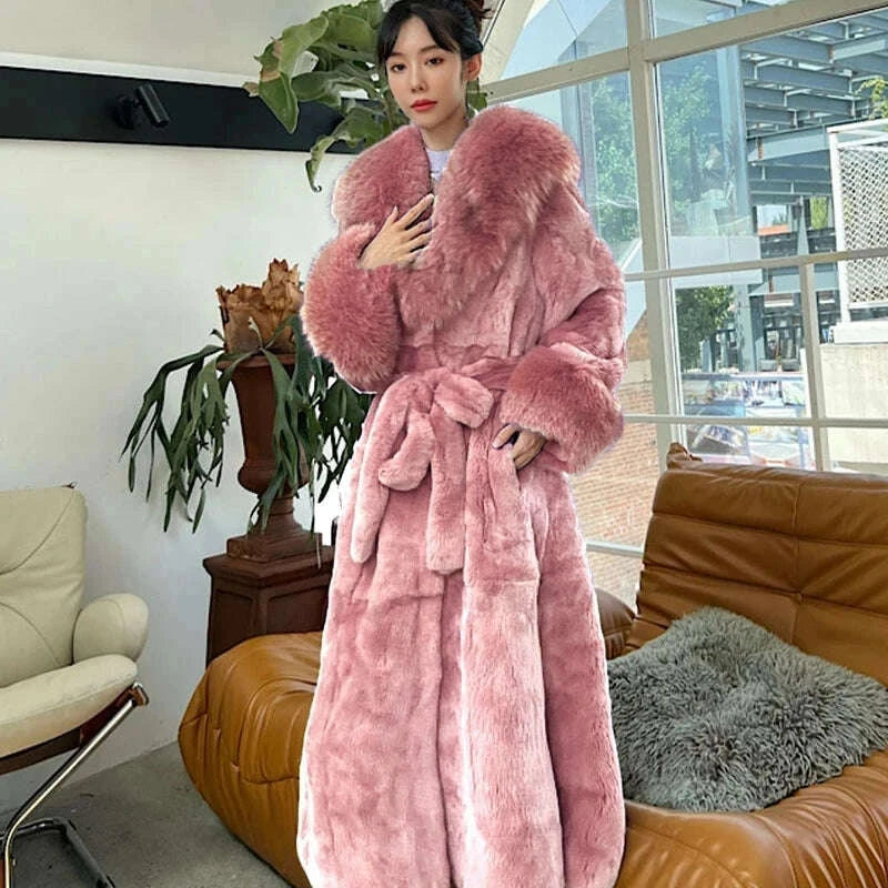 KIMLUD, 2024 Long Mink Coats Women Fur Coats Winter Outwear Faux Fur Jacket Female Long Sleeve Ladies Casual Oversize Fur Coat Parkas, KIMLUD Womens Clothes