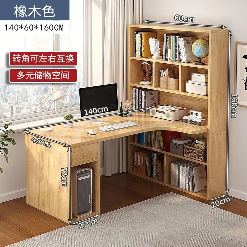 Computer Desk Bookshelf Integrated Shelves Drawers Large Laptop Home Bedroom Student Study Writing Desk Simple Office Table