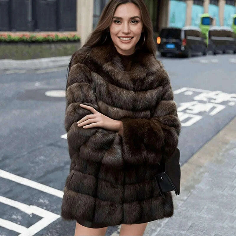 KIMLUD, High Quality Fur Coat Imitation Mink Fur Women Fur Coat 2025 New Winter Thick Temperament Leisure Warm Hooded Women Fur Coat 627, KIMLUD Womens Clothes