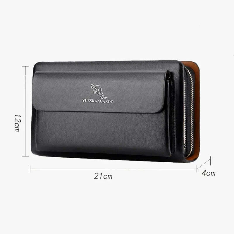 KIMLUD, Men's Wallet Long Male Purse Vintage PU Leather Man Clutch Money Bag Wristlets Walets for Men 2025 Caibu Coin Card Holder Murse, KIMLUD Womens Clothes