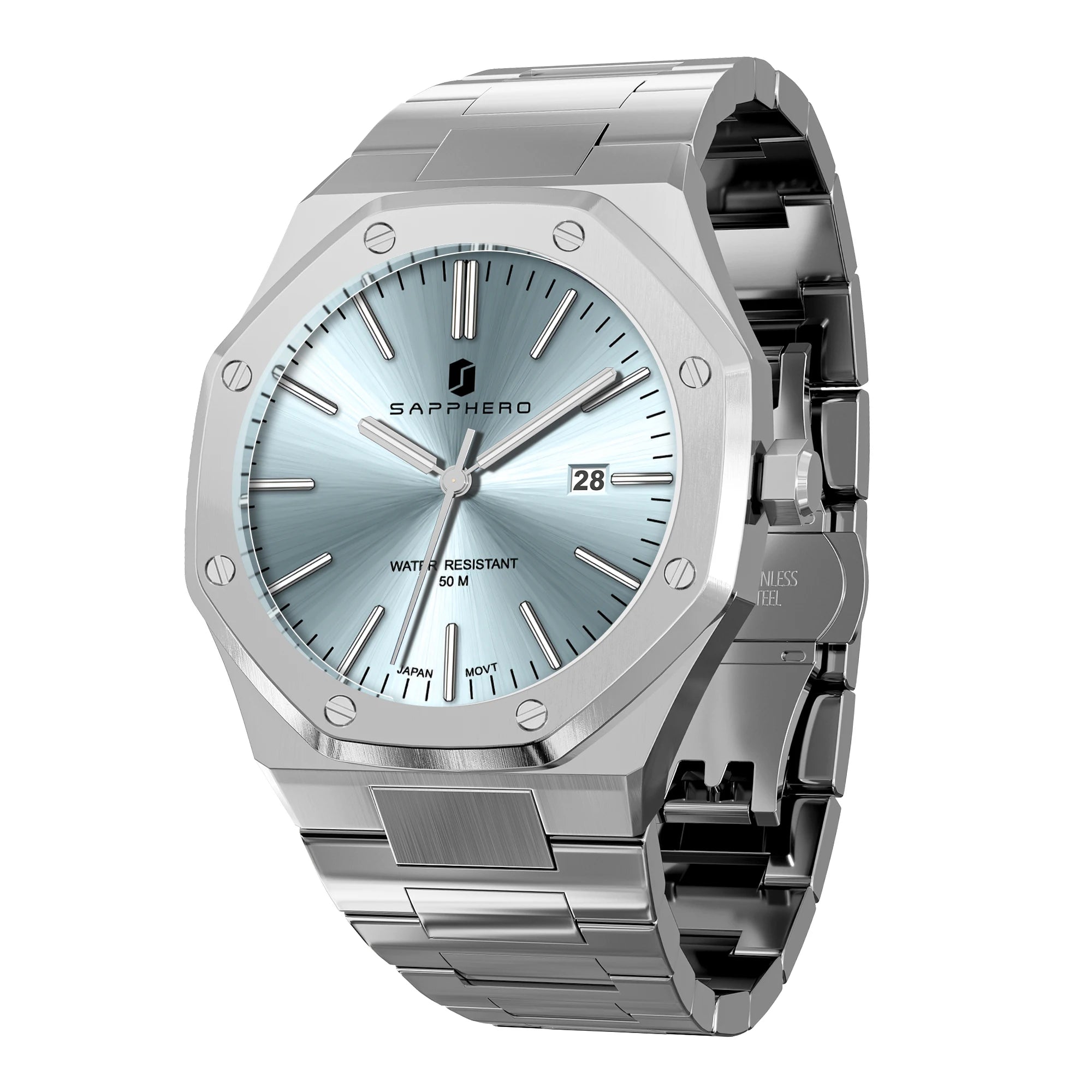 SAPPHERO Rose gold Men watches 30M waterproof stainless steels watches Quartz Watch Men Business Fashion watches for men watche