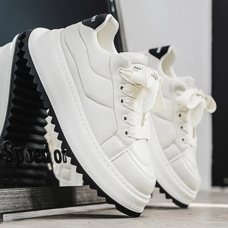 Chunky Sneaker – Height Platform – Microfiber Leather – Lace-Up | KIMLUD