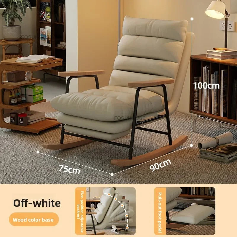 Modern Adjustable Backrest Leisure Living Room Chairs Luxury Rocking Chair for Bedroom Small Apartment Armchair Home Furniture