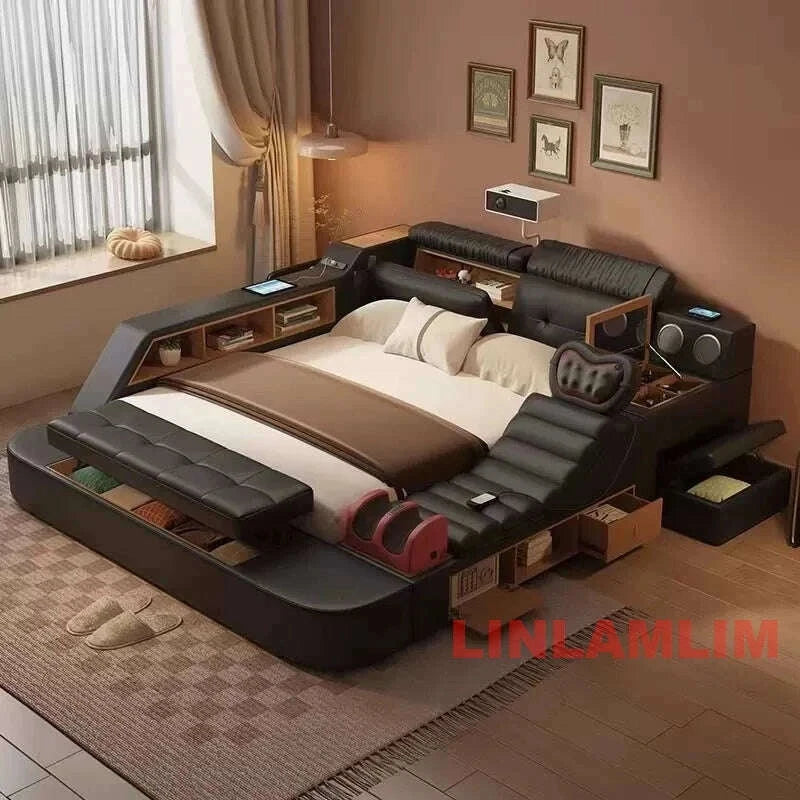 luxury-tech-smart-multifunctional-bed-with-massage-chair-bluetooth-speakers-projector-usb-–-modern-upholstered-king-size-bedkimlud-womens-fashion-34603535